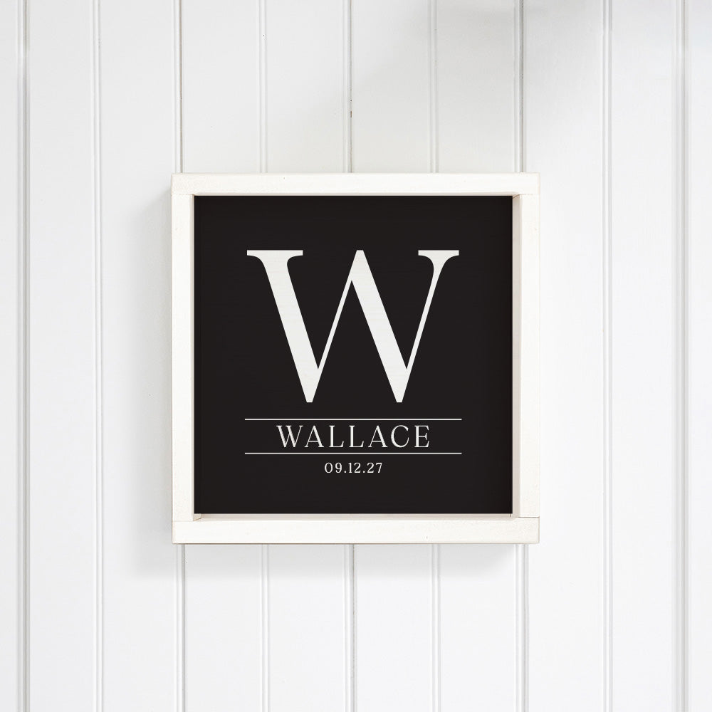 Initial Black Personalized Wall Art
