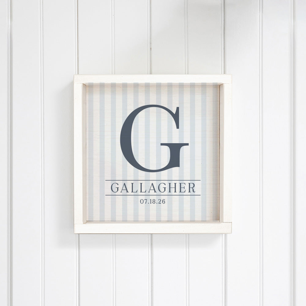 Initial Striped Personalized Wall Art