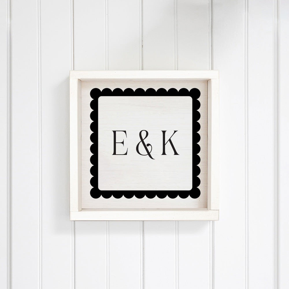 Scalloped Monogram Personalized Wall Art