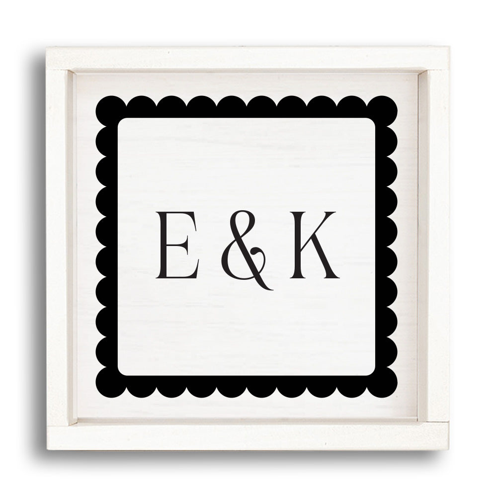 Scalloped Monogram Personalized Wall Art