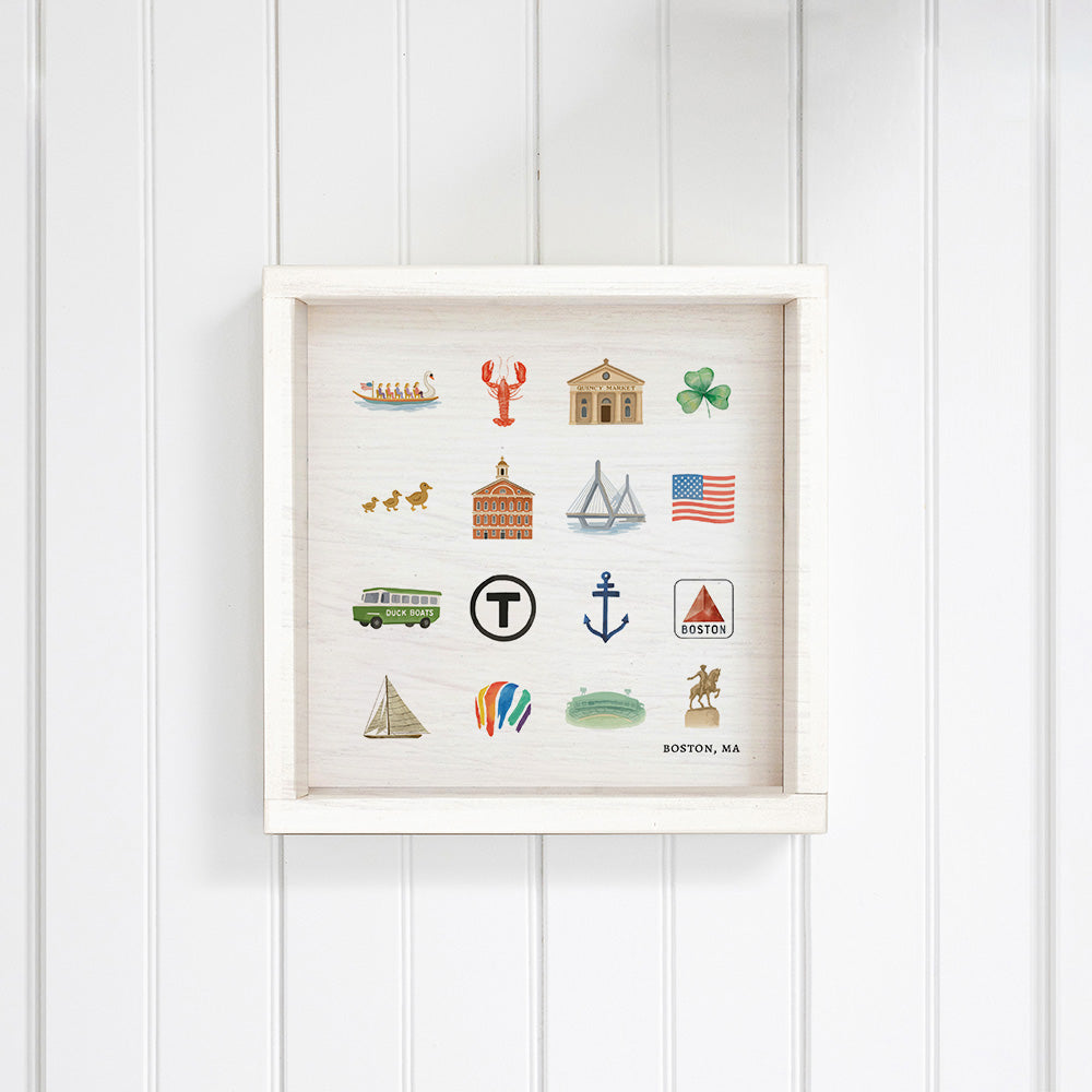 Boston Massachusetts State Icons Wall Art