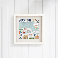 Boston Massachusetts State Icons Wall Art