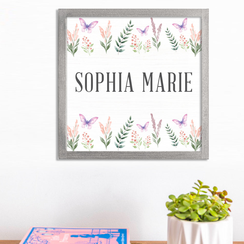 Personalized Floral 12” x 12” Wall Art