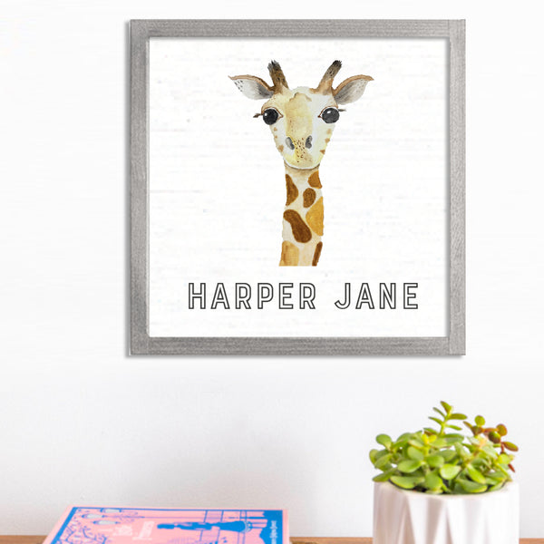 Personalized Giraffe 12” x 12” Wall Art