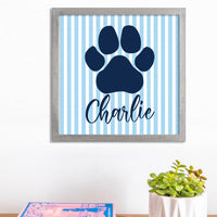 Striped Blue Paw Personalized Wall Art