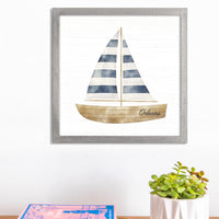 Personalized Watercolor Sailboat 12" x 12" Framed Wall Art