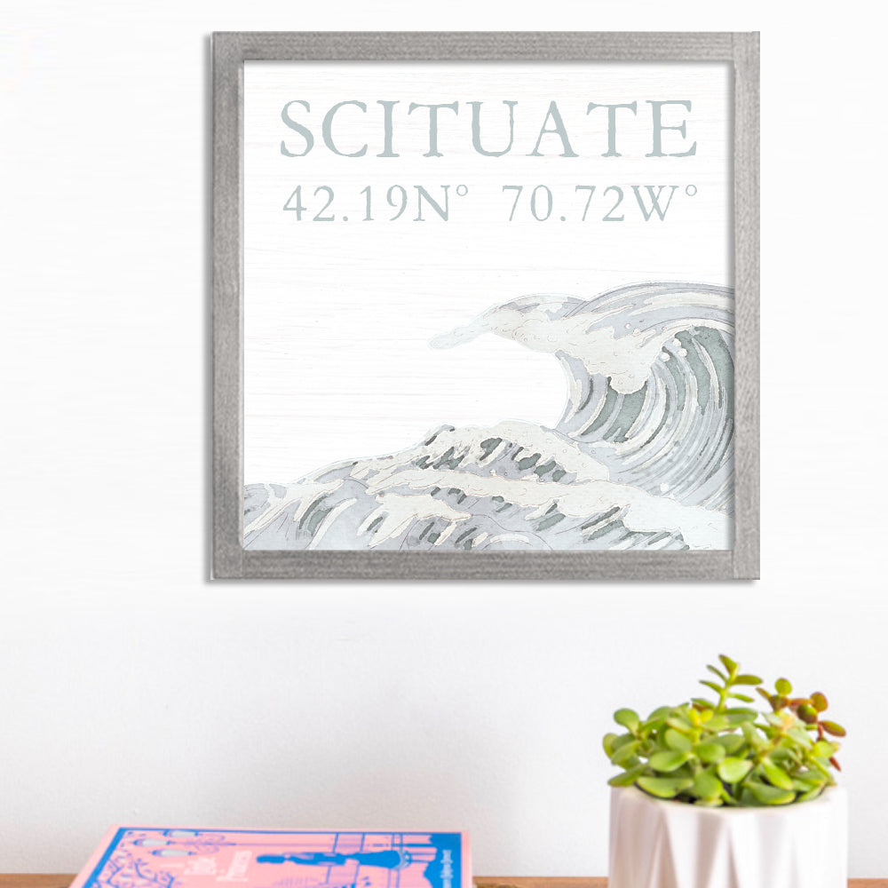 Personalized Two Line Wave 12" x 12" Framed Wall Art