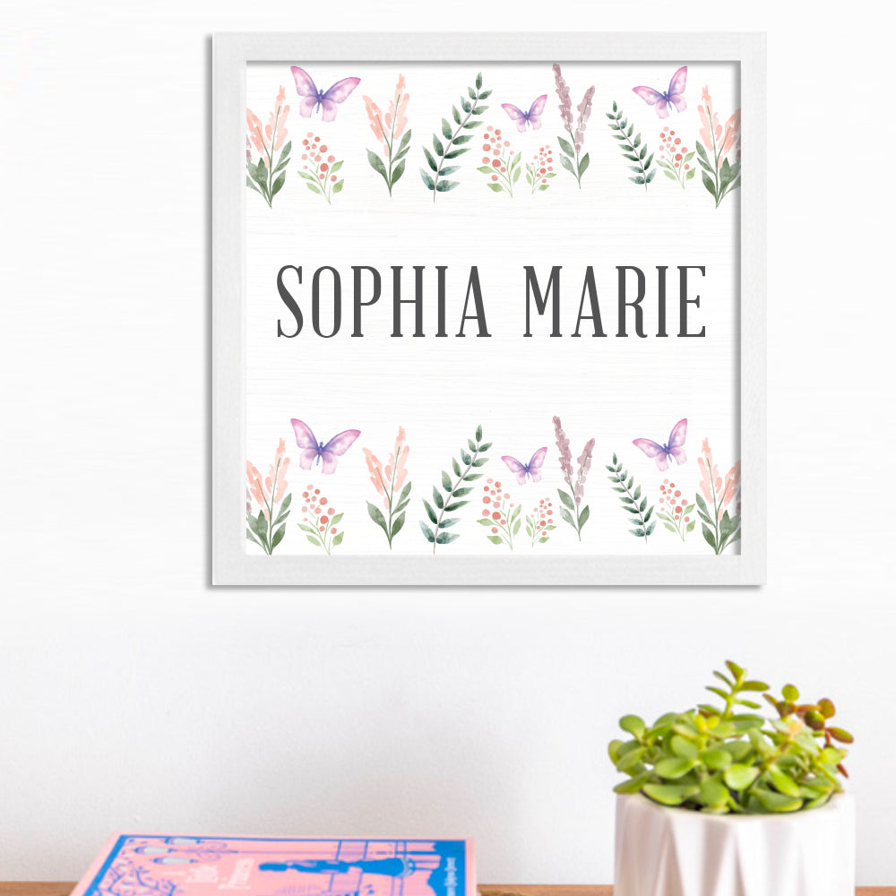 Personalized Floral 12” x 12” Wall Art