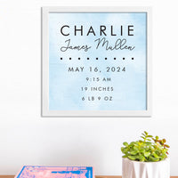 Birth Announcement 12" x 12" Personalized Wall Art