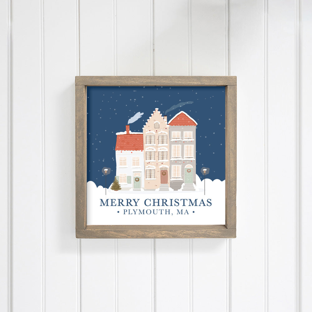 Personalized Vintage Christmas Village Wall Art