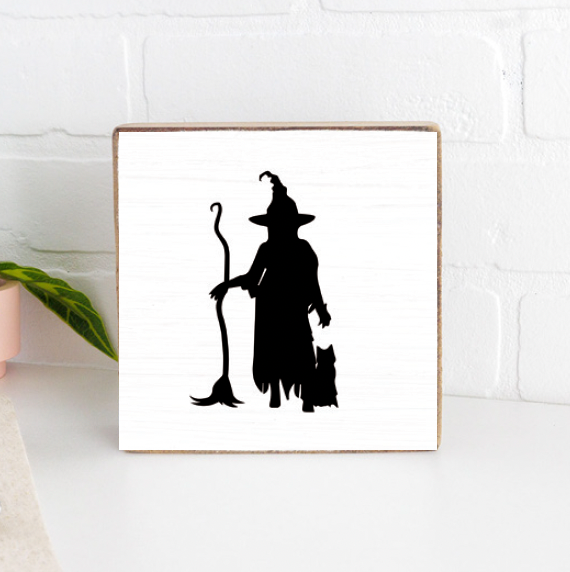 Witch Decorative Wooden Block
