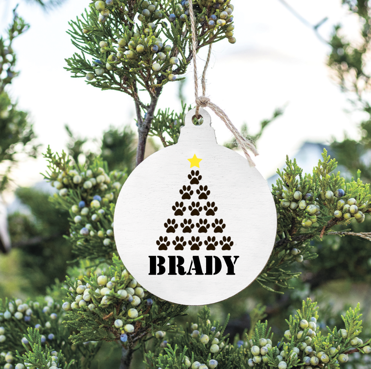 Personalized Paw Print Tree Bulb Ornament