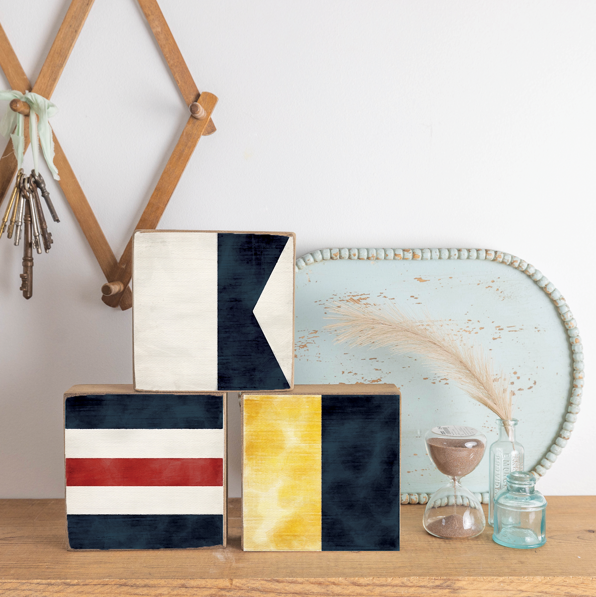 Decorative Wooden Block Nautical Flag Letter A-Z