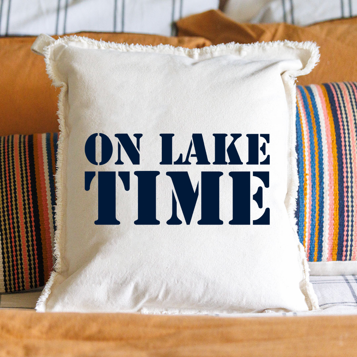 On Lake Time Square Pillow
