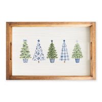 Coastal Cottage Christmas Trees Serving Tray