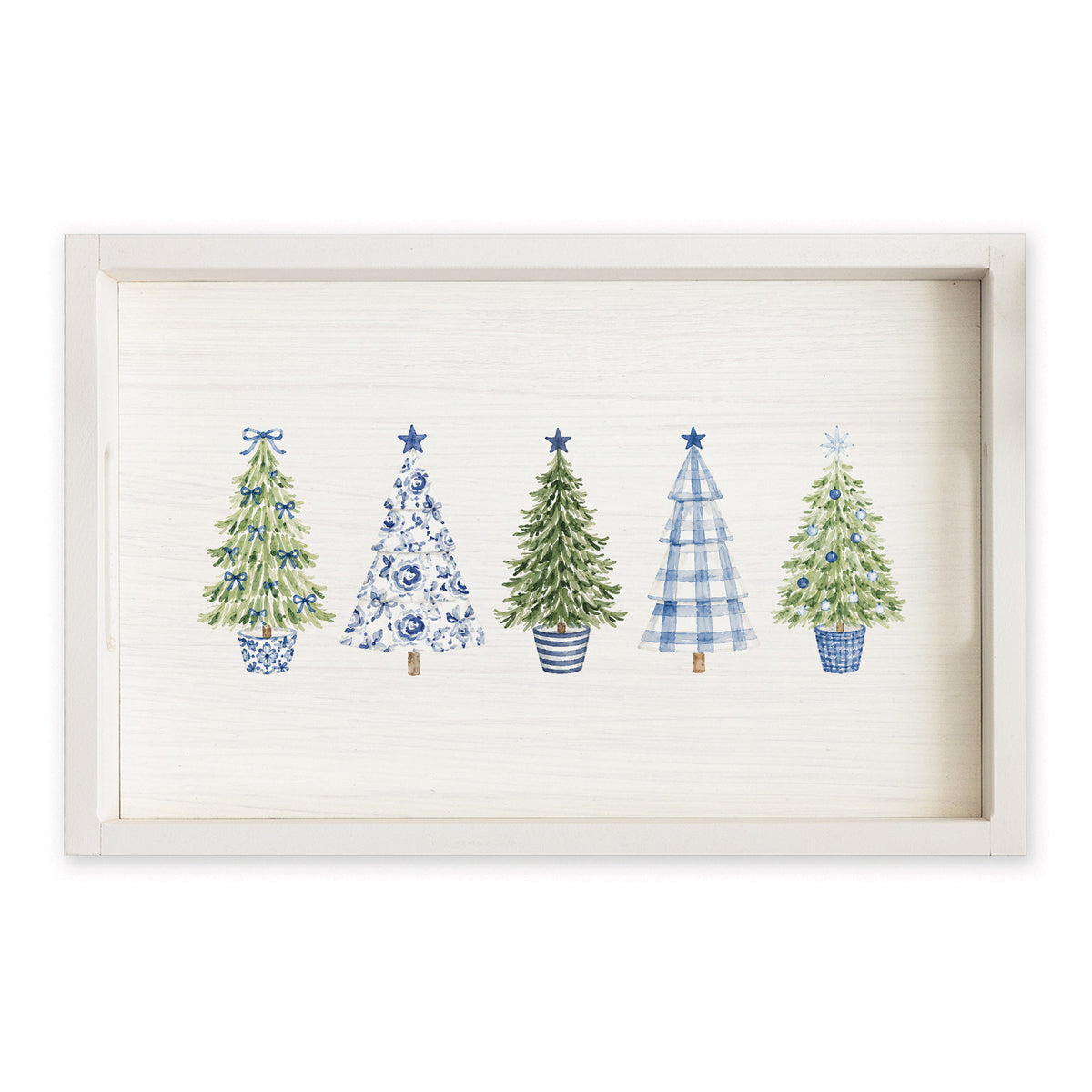 Coastal Cottage Christmas Trees Serving Tray