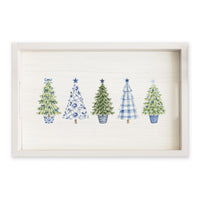Coastal Cottage Christmas Trees Serving Tray
