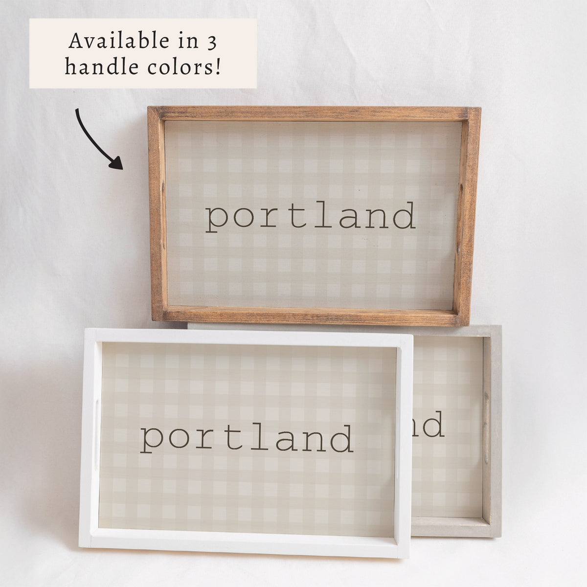 Brown Gingham Personalized Serving Tray