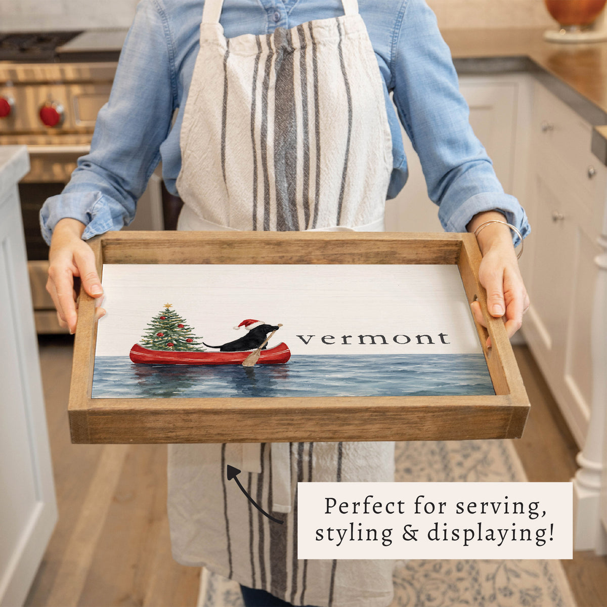 Christmas Dog Canoe Personalized Serving Tray