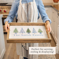Coastal Cottage Christmas Trees Personalized Serving Tray