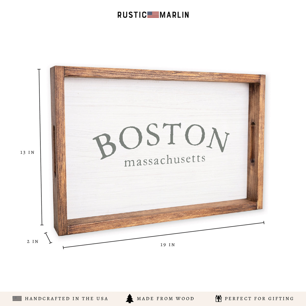 Two Lined Serif Personalized Serving Tray