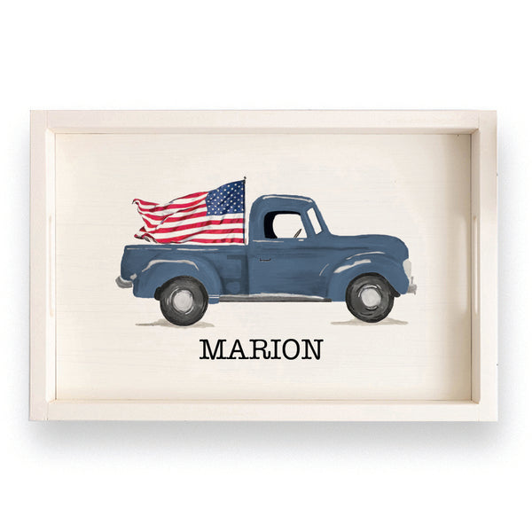 American Flag Truck Personalized Serving Tray