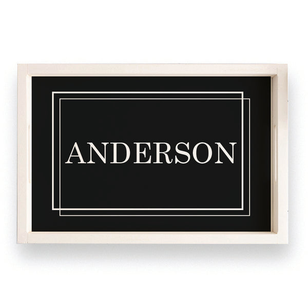 Classic Black Personalized Serving Tray