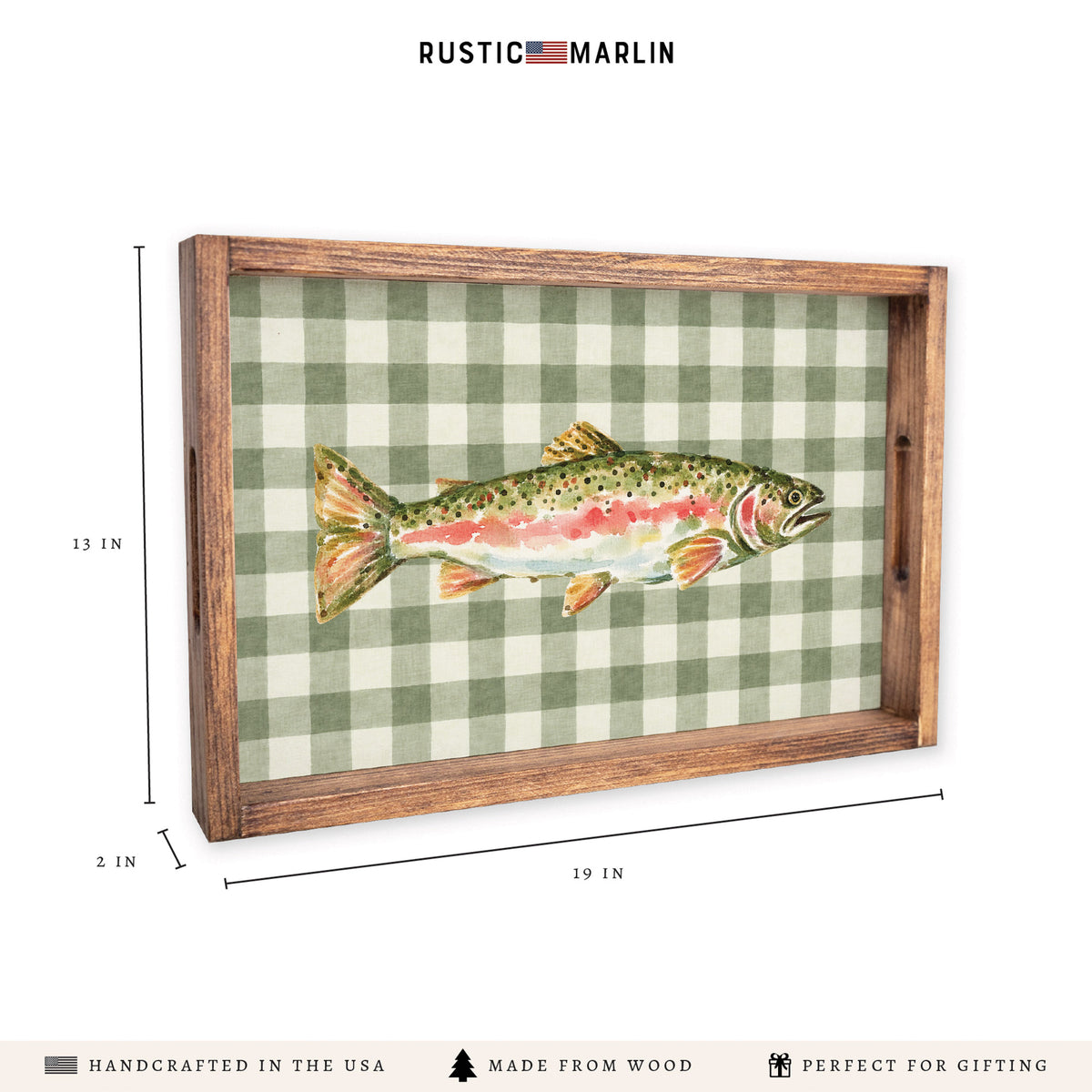 Trout Gingham Serving Tray