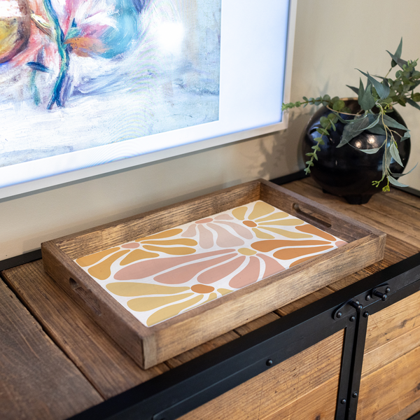 Boho Floral Wooden Serving Tray