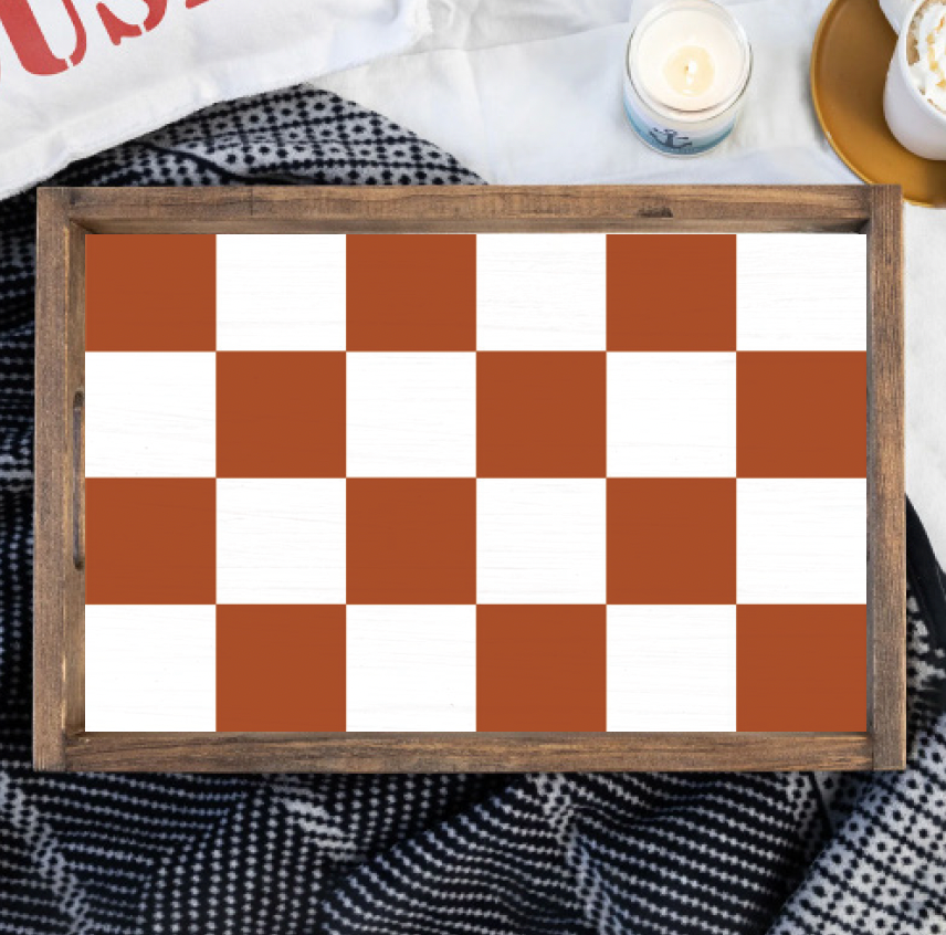 Checker Board Wooden Serving Tray
