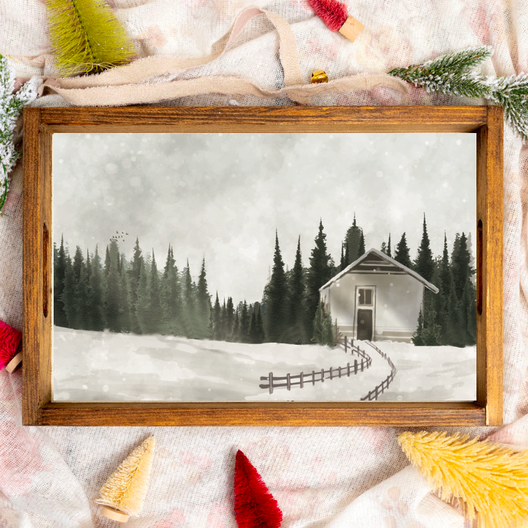 Winter Scene Wooden Serving Tray