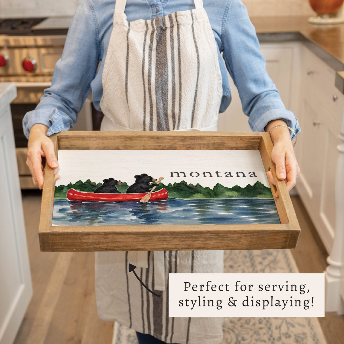 Black Bear Canoe Personalized Serving Tray