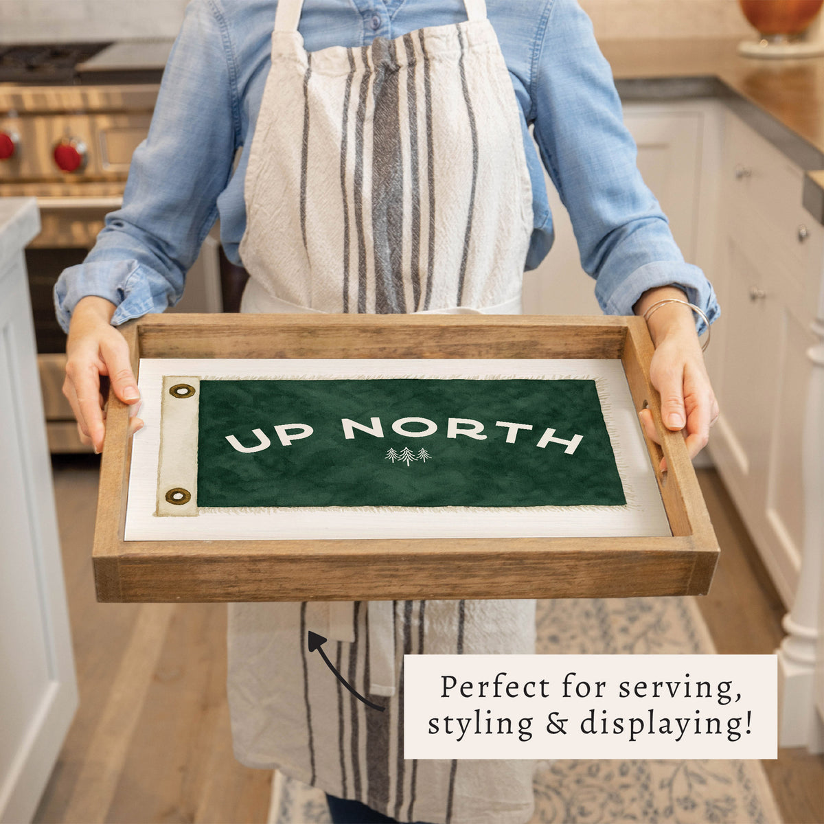 Vintage Flag Trees Personalized Serving Tray