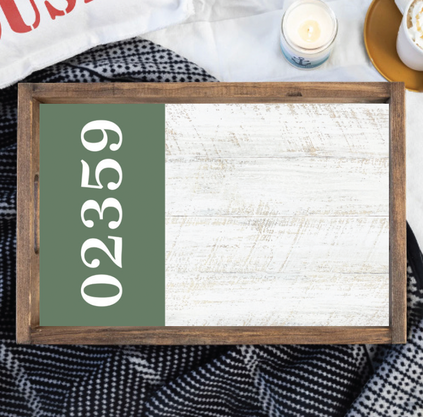 FOV Personalized Horizontal Zip Code Wooden Serving Tray