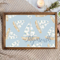 Hydrangea Sailboat Personalized Serving Tray