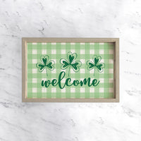 Welcome Plaid Serving Serving Tray