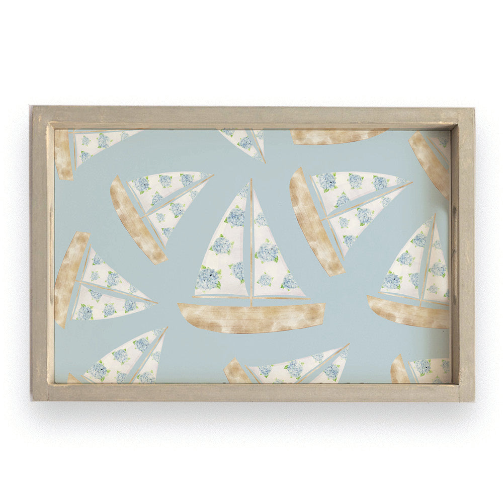 Hydrangea Sailboat Serving Tray