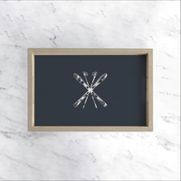 Navy Blue Ski Wooden Serving Tray