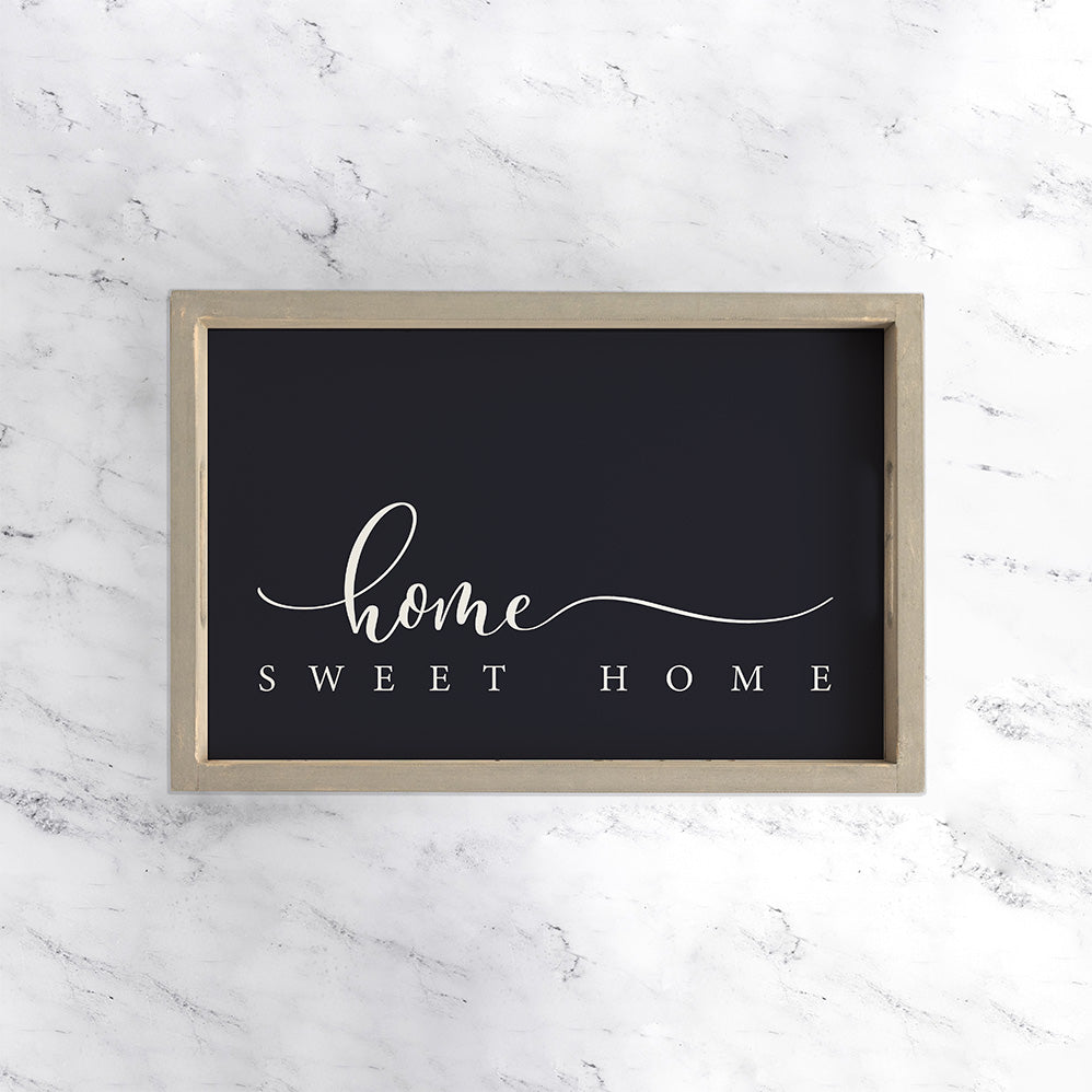 Dark Navy and White Home Sweet Home Wooden Serving Tray