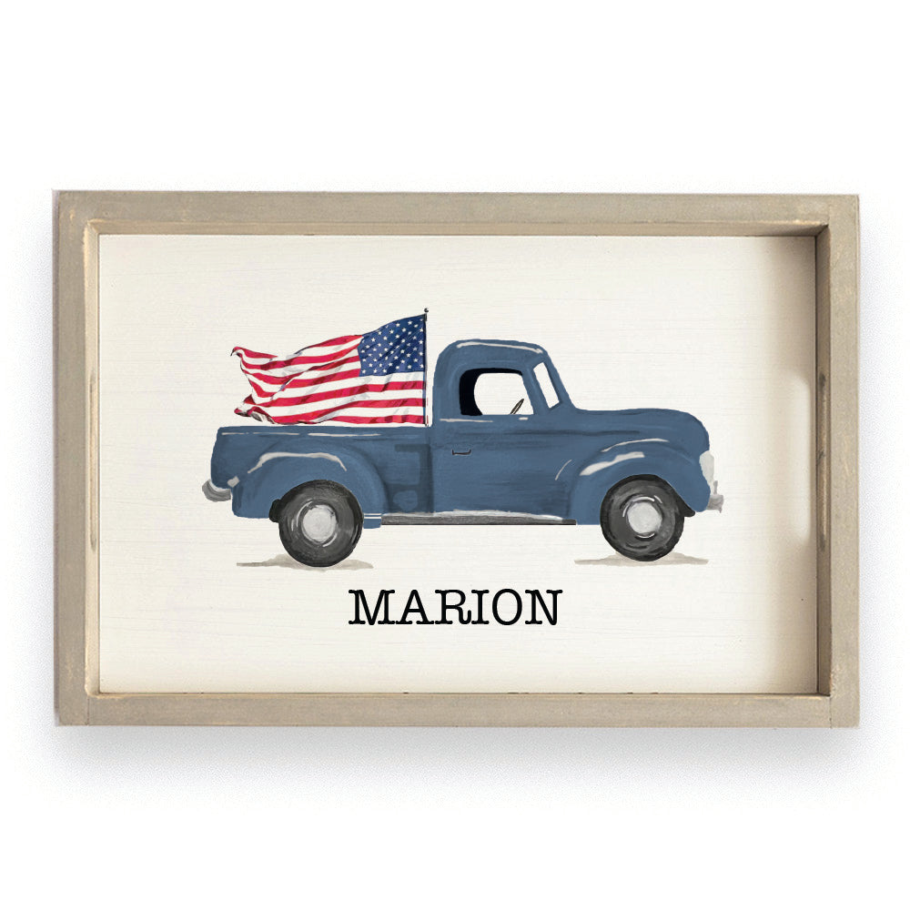 American Flag Truck Personalized Serving Tray