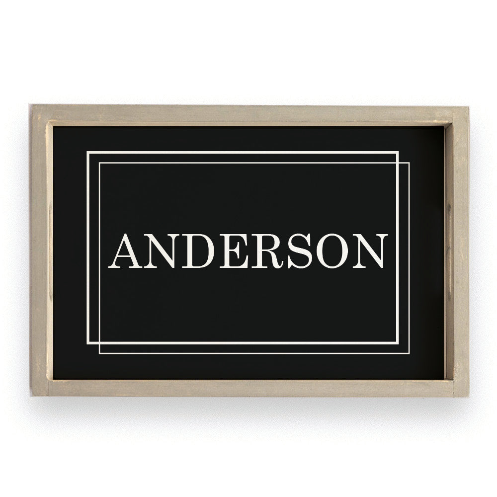 Classic Black Personalized Serving Tray
