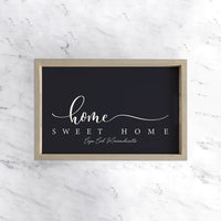 Personalized Dark Navy and White Home Sweet Home Wooden Serving Tray