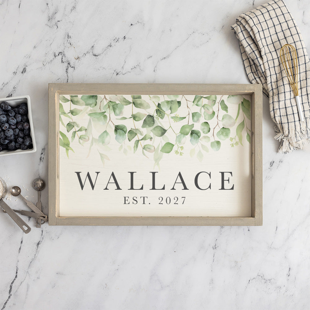 Greenery Personalized Serving Tray