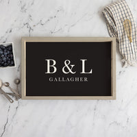 Initials Name Black Personalized Wooden Serving Tray