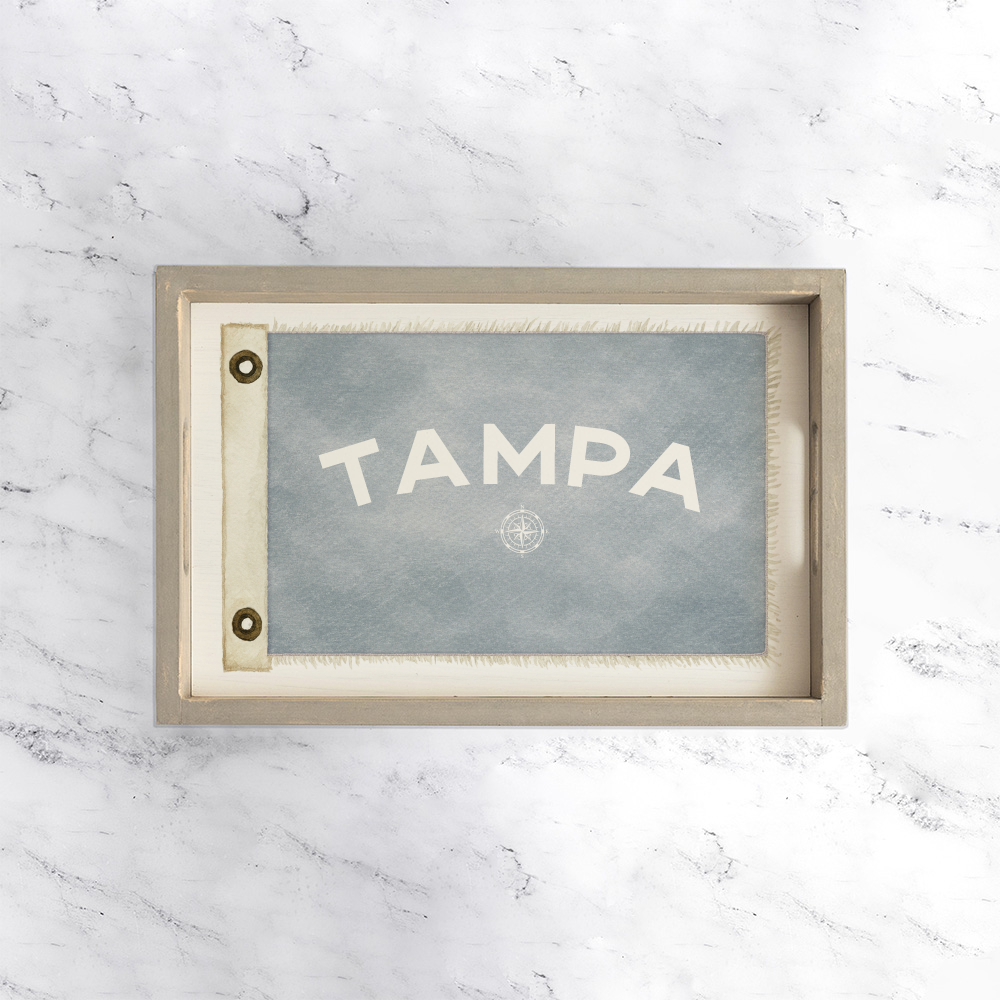 Compass Vintage Flag Personalized Serving Tray