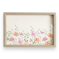 Orange And Pink Flowers Wooden Serving Tray