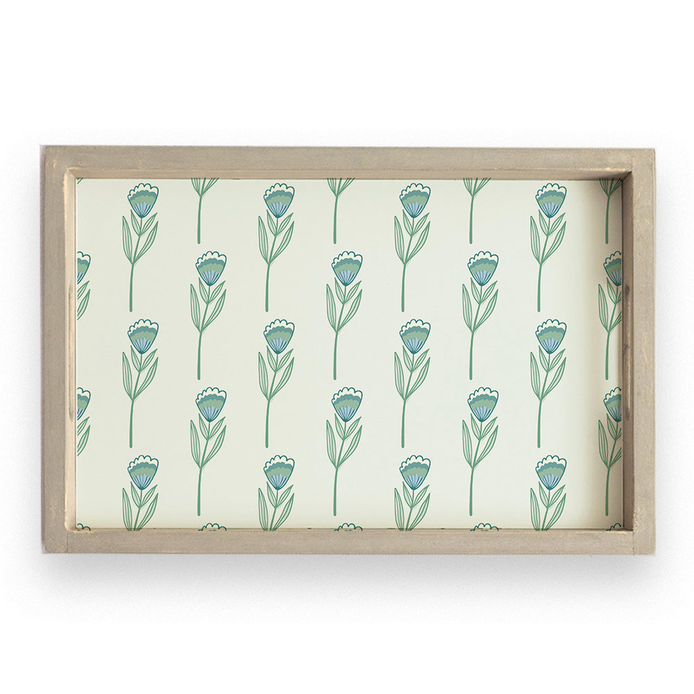 Green Tulip In Line Wooden Serving Tray