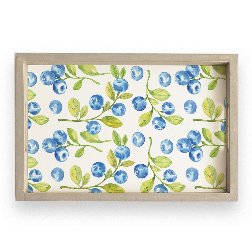 Blue Berries Wooden Serving Tray