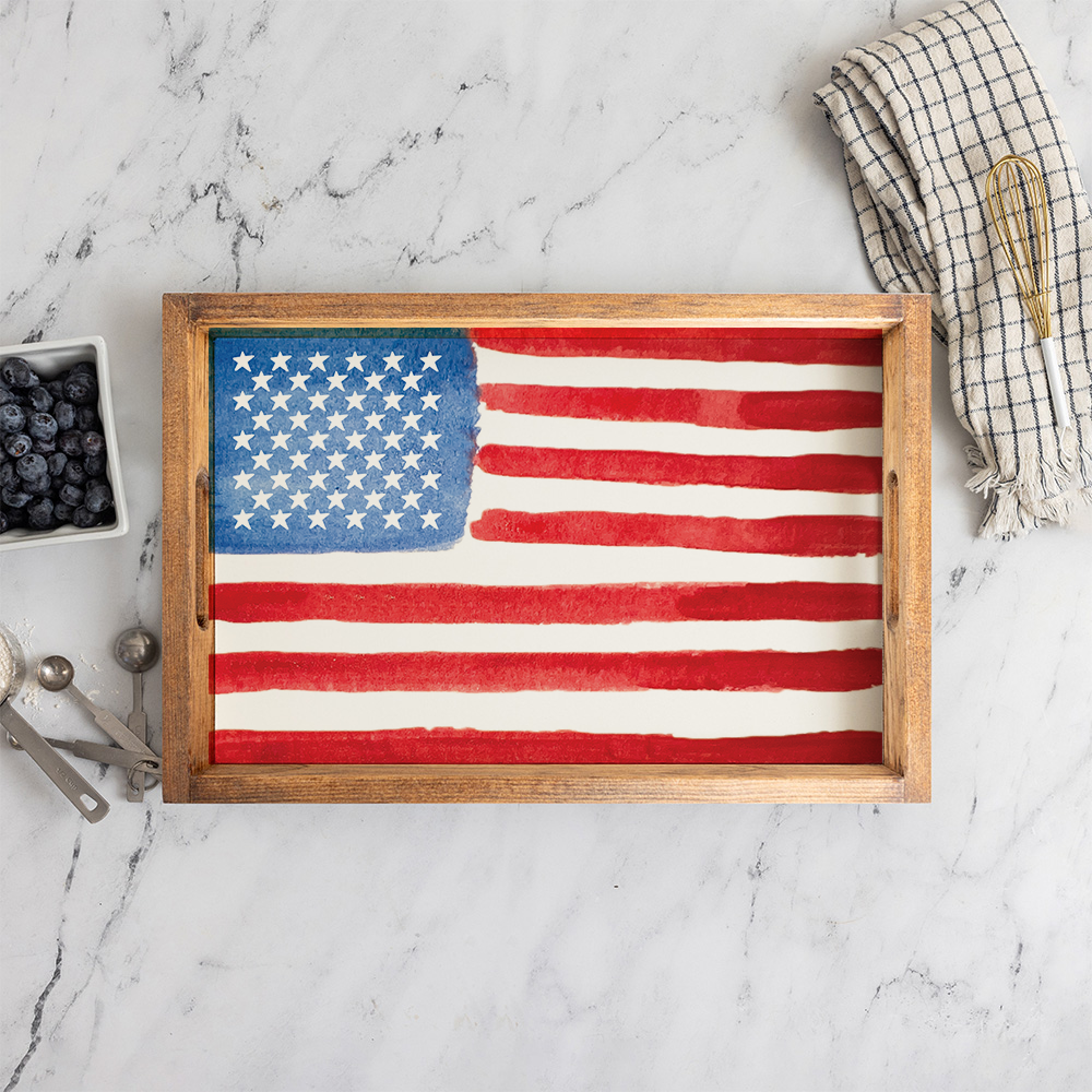 American Flag Watercolor Serving Tray