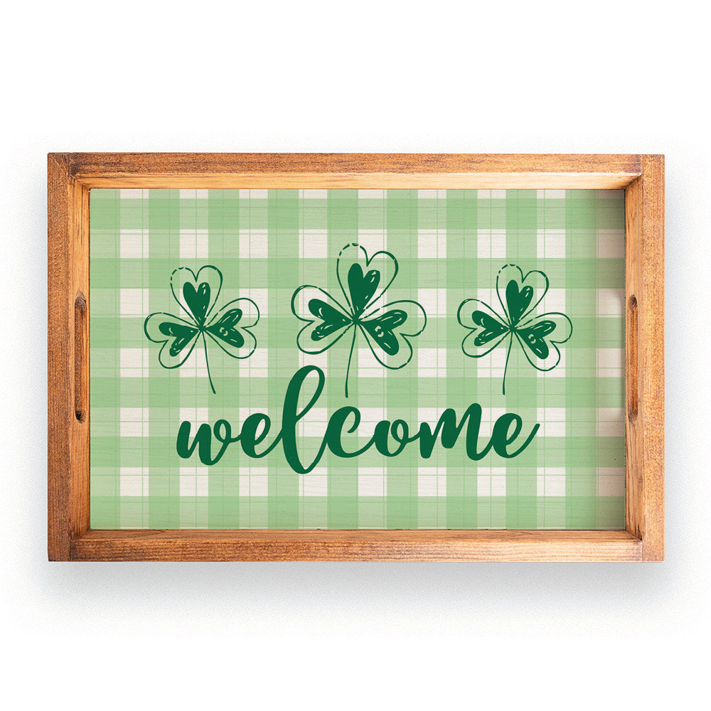 Welcome Plaid Serving Serving Tray